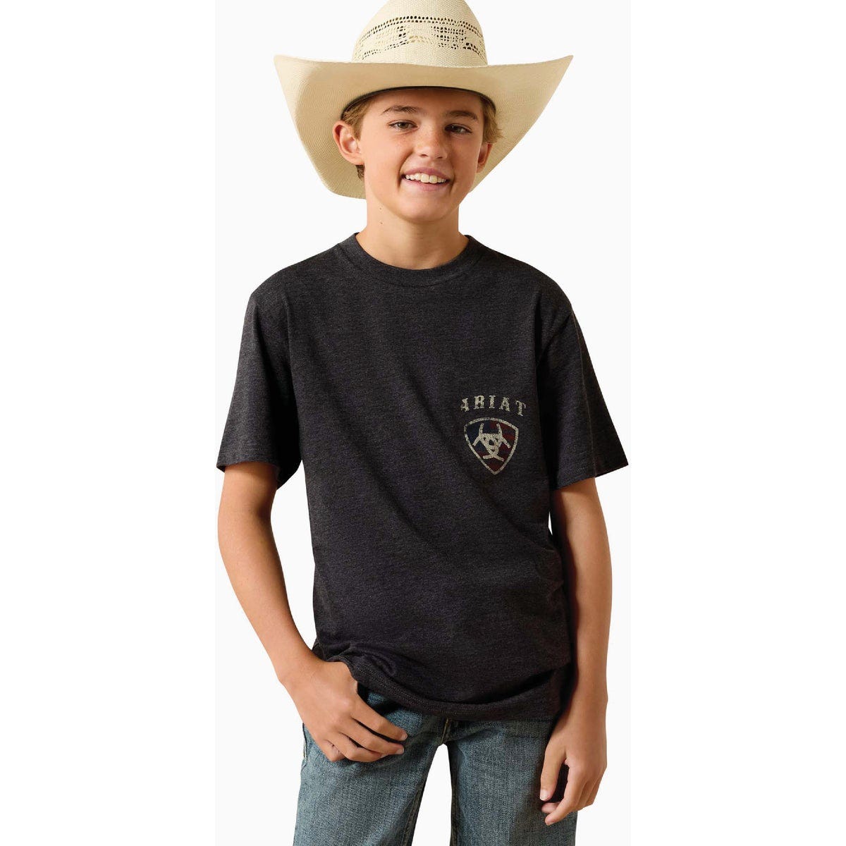 Ariat Youth L Charoal Heather American Bison T-Shirt