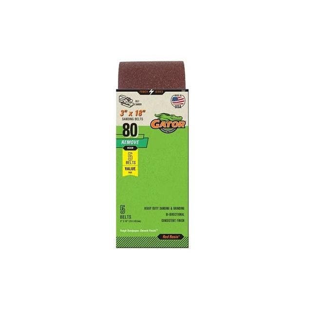 Gator 3 In. x 18 In. 80-Grit Aluminum Oxide Sanding Belt (5-Pack) Gator 3 In. x 18 In. 80-Grit Aluminum Oxide Sanding Belt (5-Pack)