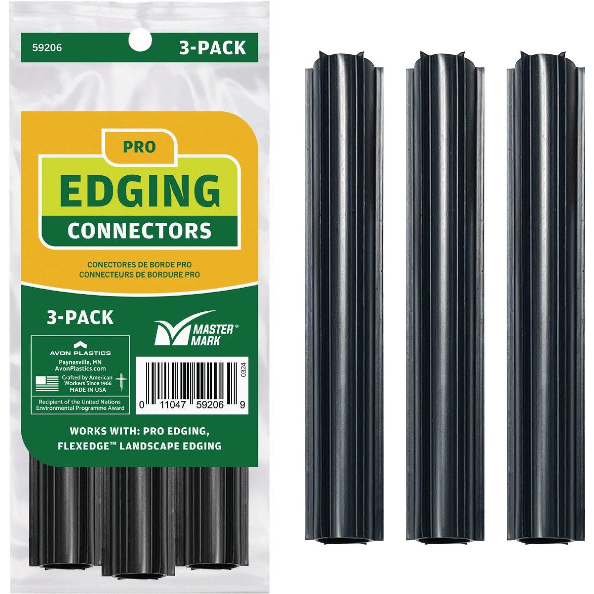 Master Mark Pro Straight Black Plastic Lawn Edging Coupler (3-Pack)