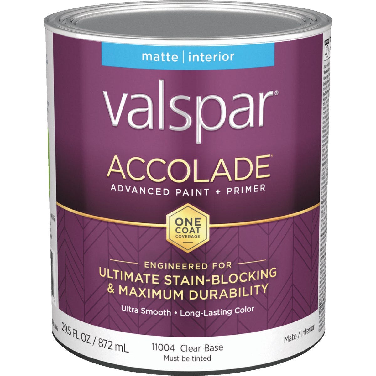 Valspar Accolade Super Premium 100% Acrylic Paint & Primer Matte Interior Wall Paint, Clear Base, 1 Qt.
