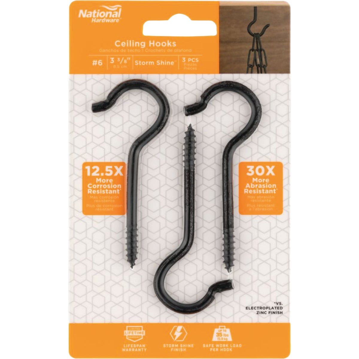 National Hardware #6 3-3/8 In. Storm Shine Ceiling Hook (3-Count) - photo 2