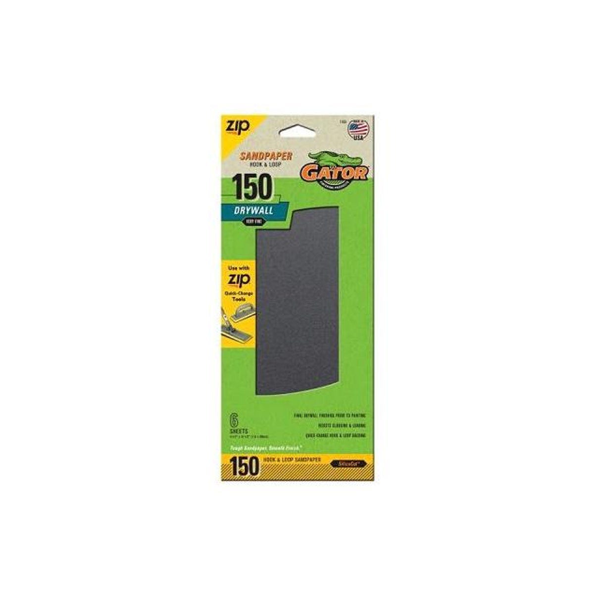 Gator Grit 150 Grit Drywall Hook & Loop Sandpaper (6-Pack)