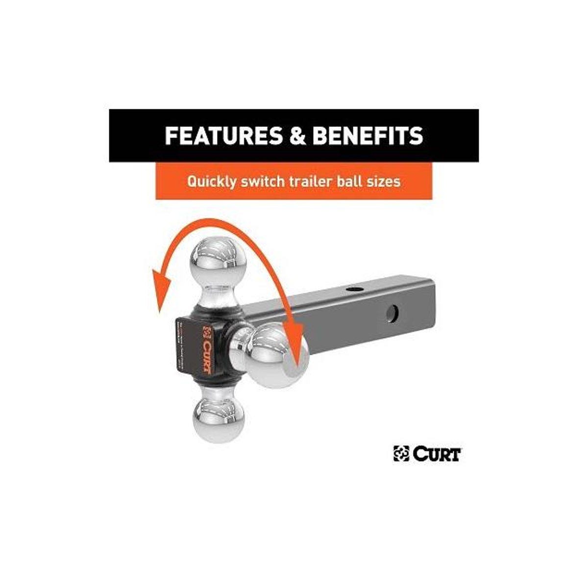 Curt 1-7/8 2 In. Hollow Shank Multi-Ball Mount with 2 & 2-5/16 In. Chrome Balls - photo 3