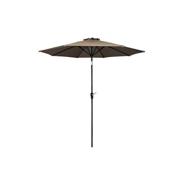 Four Seasons Courtyard 9 Ft. Steel Tilt/Crank Taupe Market Patio Umbrella Four Seasons Courtyard 9 Ft. Steel Tilt/Crank Taupe Market Patio Umbrella