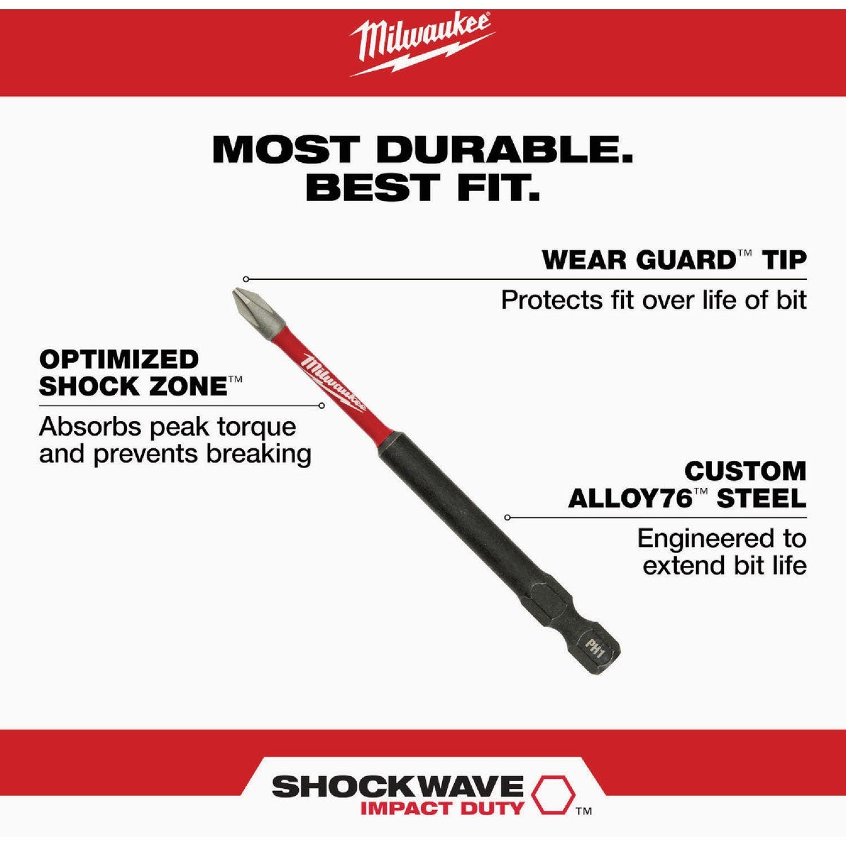 Milwaukee SHOCKWAVE Impact Duty Magnetizer Attachment with (2) PH2 Bits - photo 6