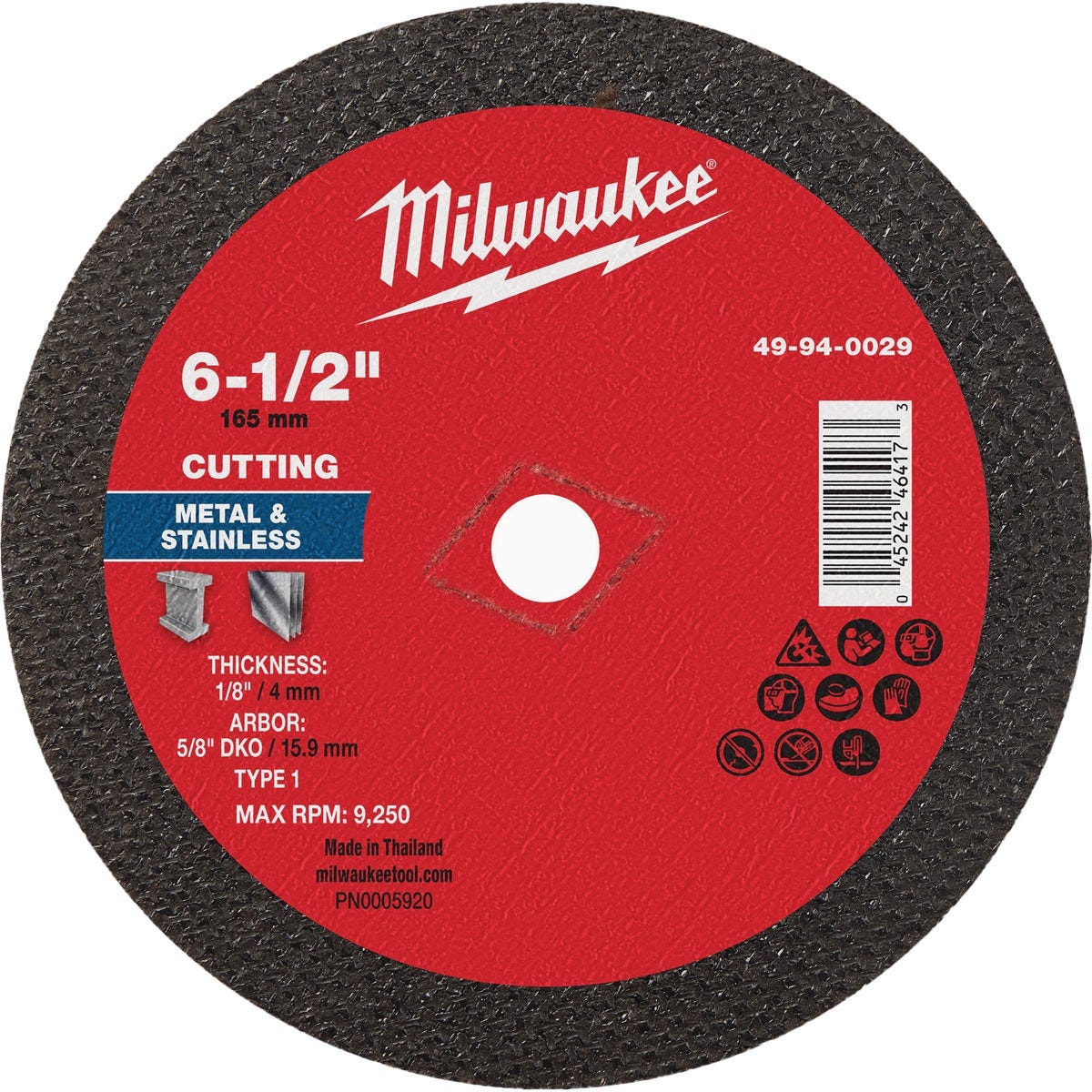 Milwaukee Type 1 6-1/2 In. x 1/8 In. x 5/8 In. DKO Metal Cut-Off Wheel Milwaukee Type 1 6-1/2 In. x 1/8 In. x 5/8 In. DKO Metal Cut-Off Wheel