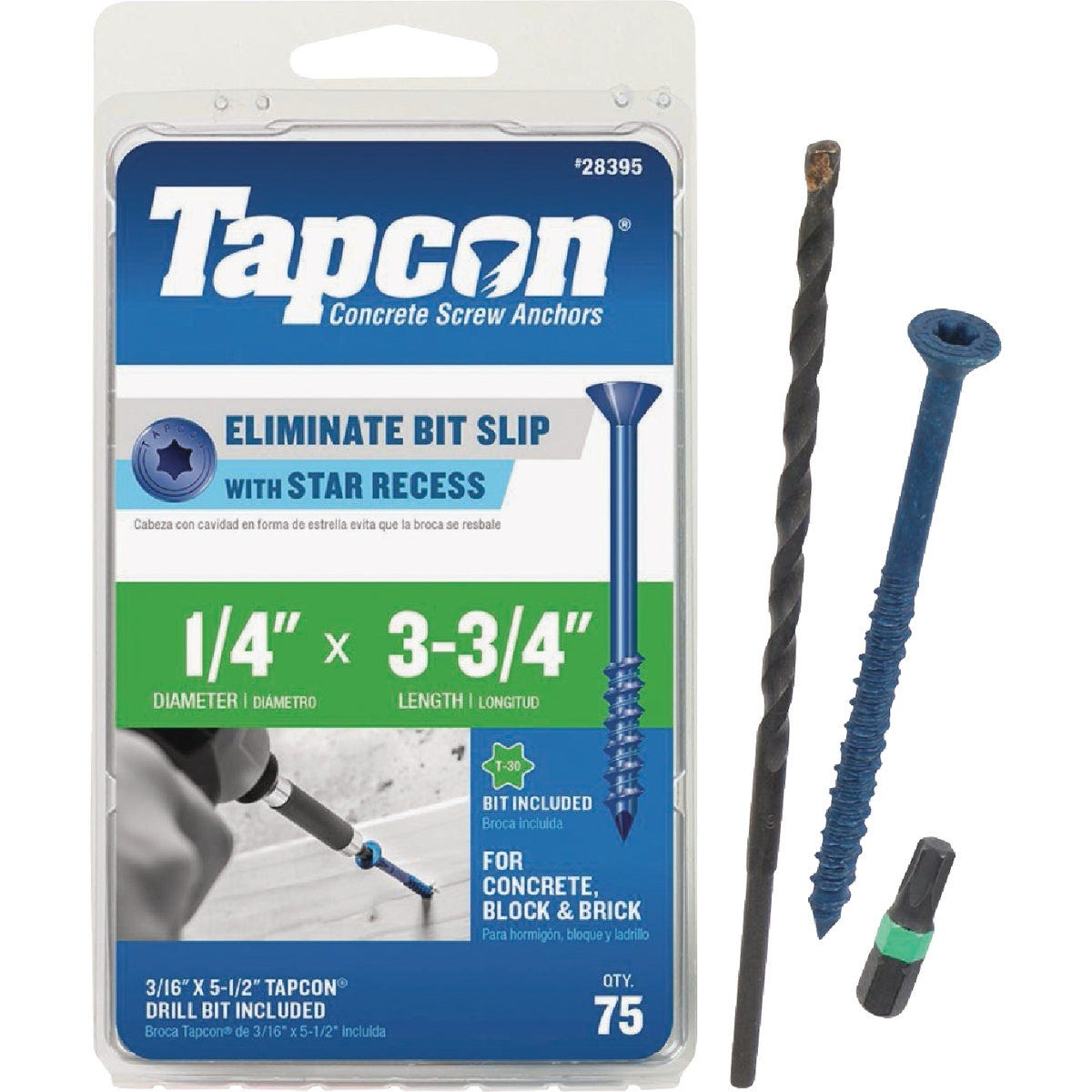 Tapcon 1/4 In. x 3-3/4 In. Star Drive Flat Head Concrete Screw Anchor (75-Count) Tapcon 1/4 In. x 3-3/4 In. Star Drive Flat Head Concrete Screw Anchor (75-Count)
