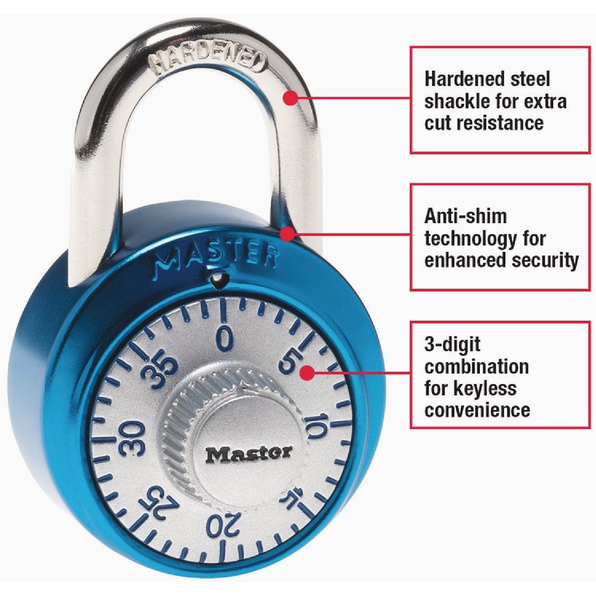 Master Lock 1-7/8 In. Combination Dial Padlock with Aluminum Cover - photo 2 Master Lock 1-7/8 In. Combination Dial Padlock with Aluminum Cover - photo 2