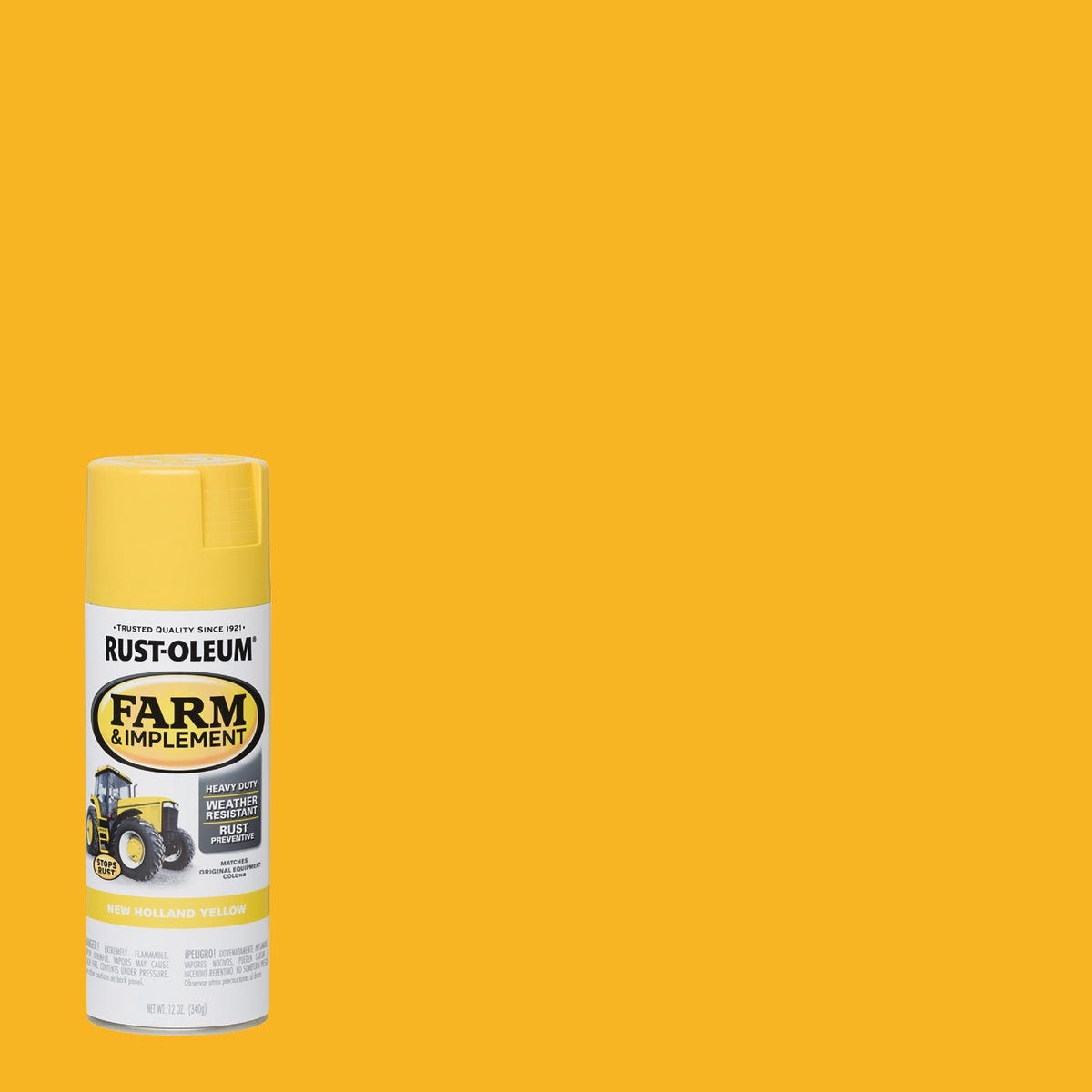 Rust-Oleum Farm & Implement Paint, Gloss New Holland Yellow Spray, 12 Oz.