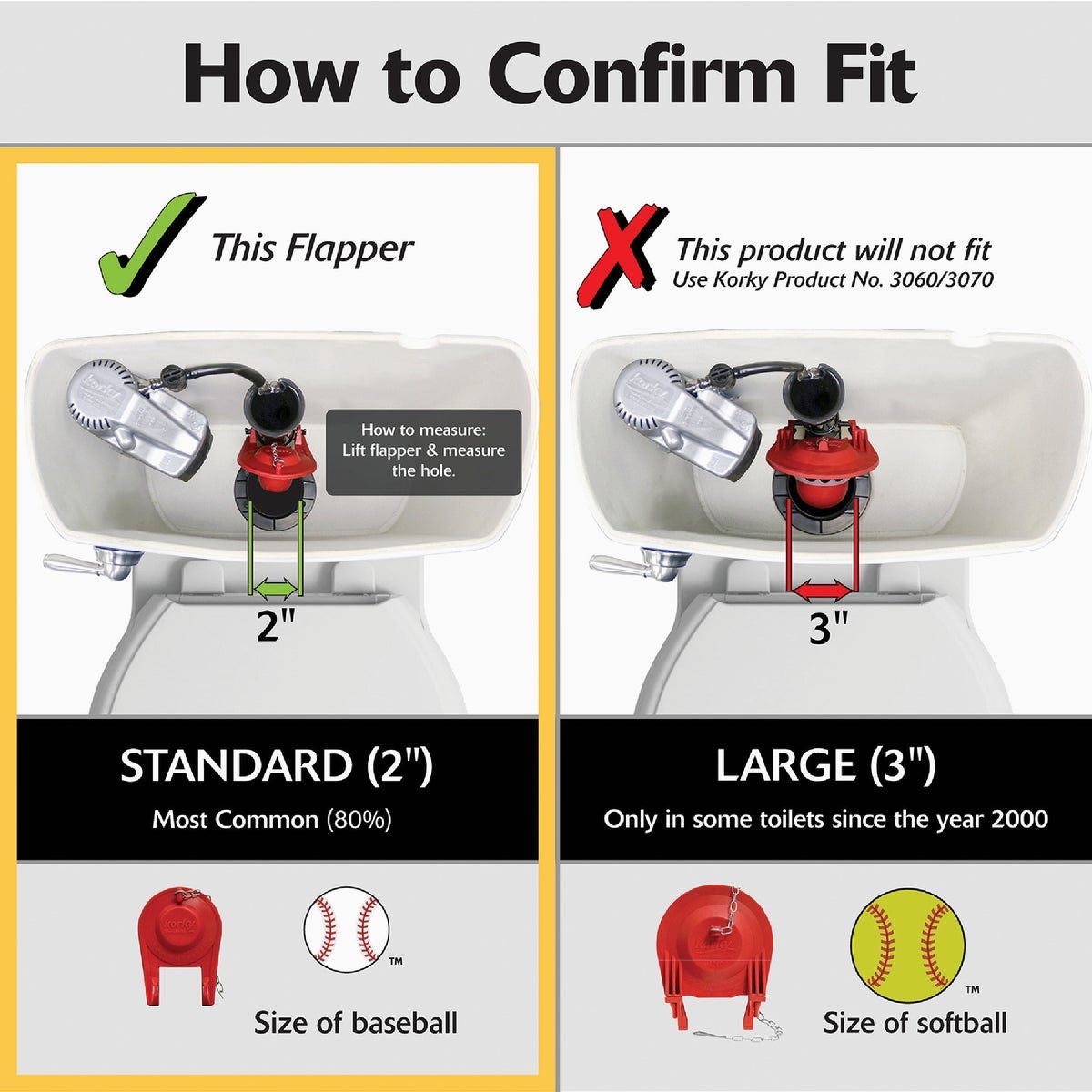 Korky Premium Universal Tank Ball Red Flapper - photo 6