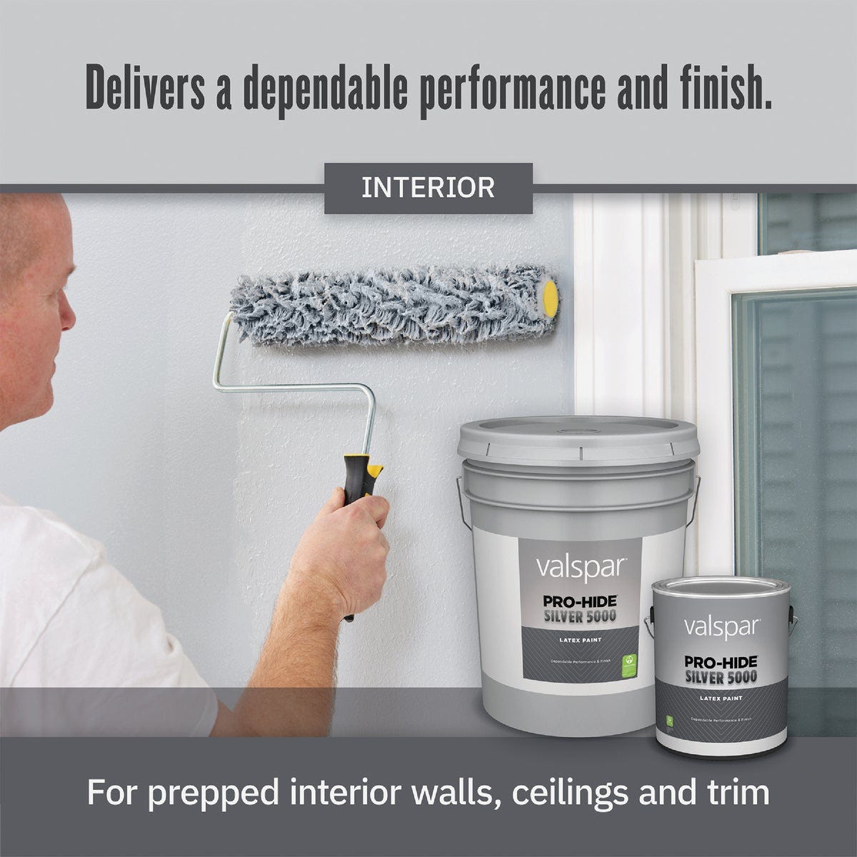 Valspar Pro-Hide Silver 5000 Latex Eggshell Interior Wall Paint, Pastel Base, 5 Gal. - photo 2