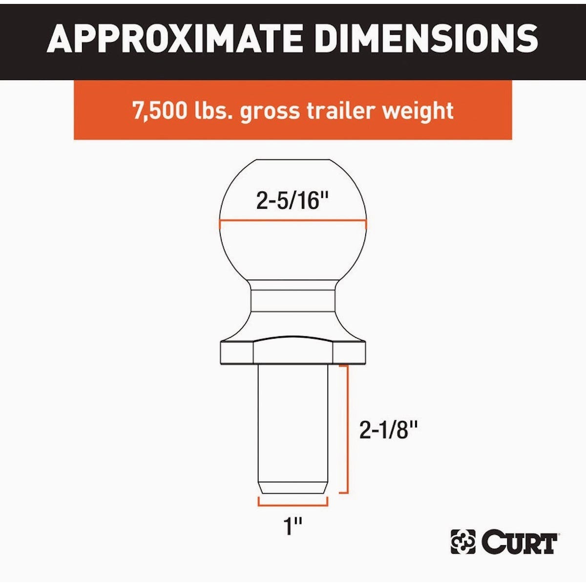 CURT 2-5/16 In. Trailer Ball, 7500 Lb. Capacity - photo 3 CURT 2-5/16 In. Trailer Ball, 7500 Lb. Capacity - photo 3