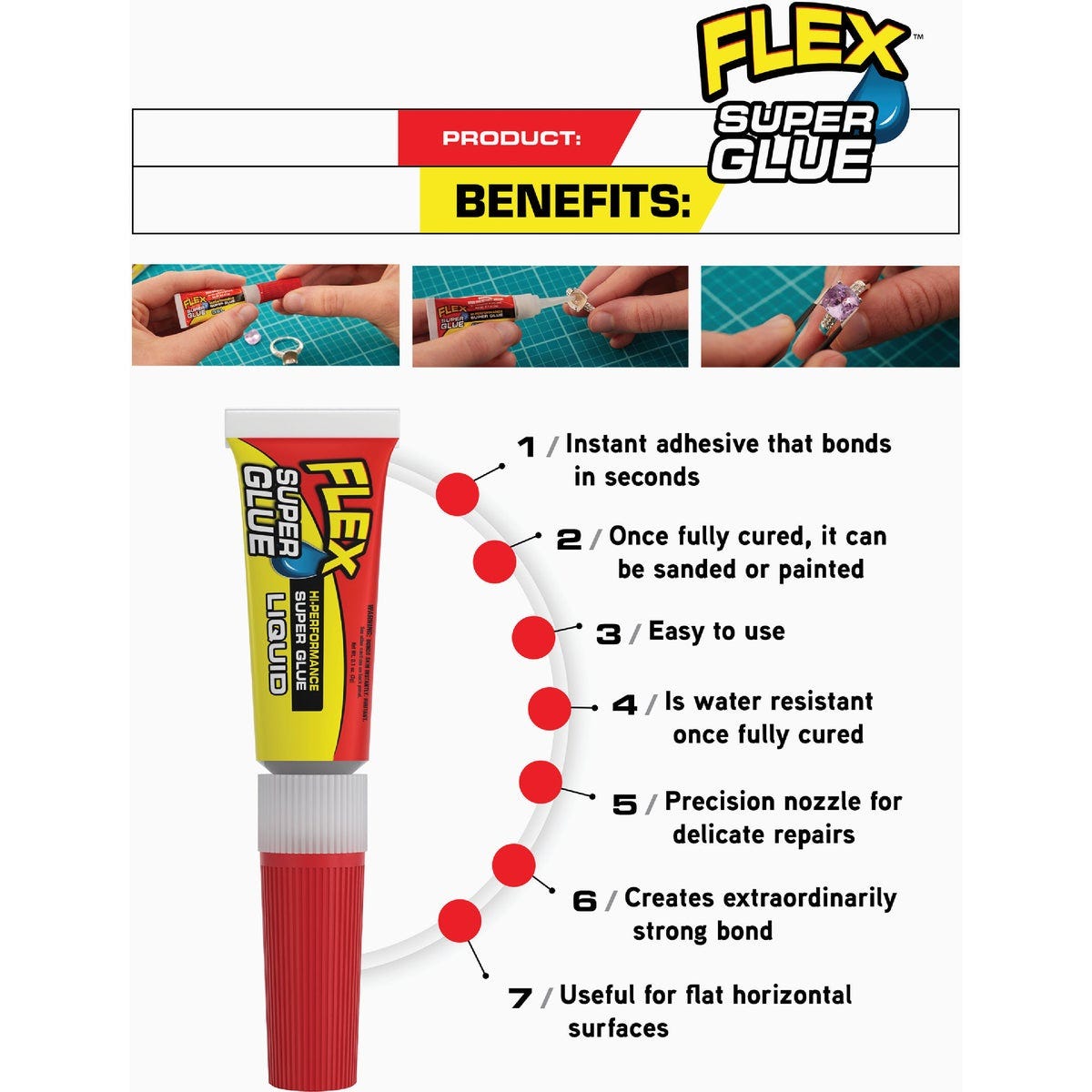 Flex 0.1 Oz. Liquid Super Glue (2-Pack) - photo 5 Flex 0.1 Oz. Liquid Super Glue (2-Pack) - photo 5