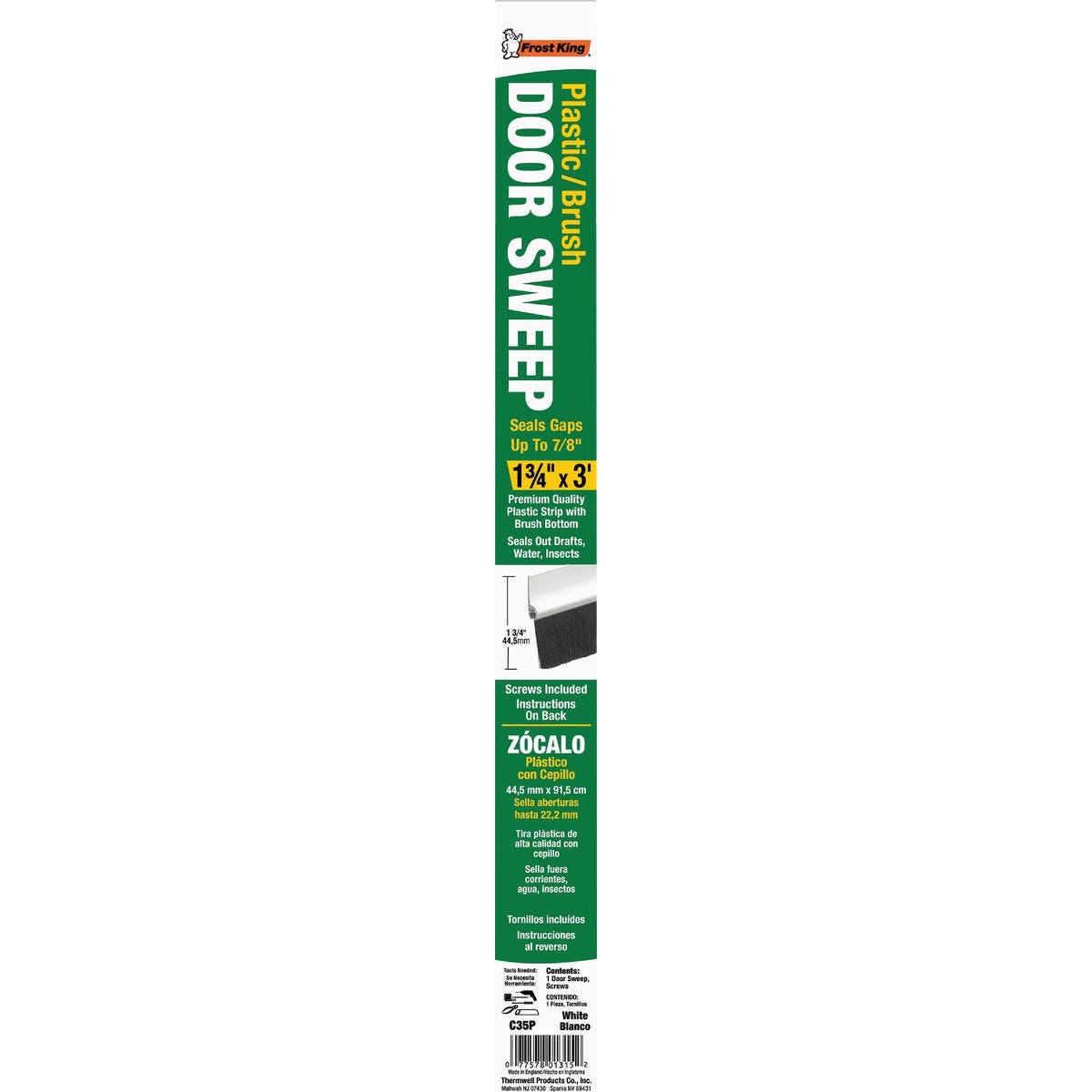Do it Best 1-3/4 In. x 36 In. White Premium Plastic & Brush Door Sweep