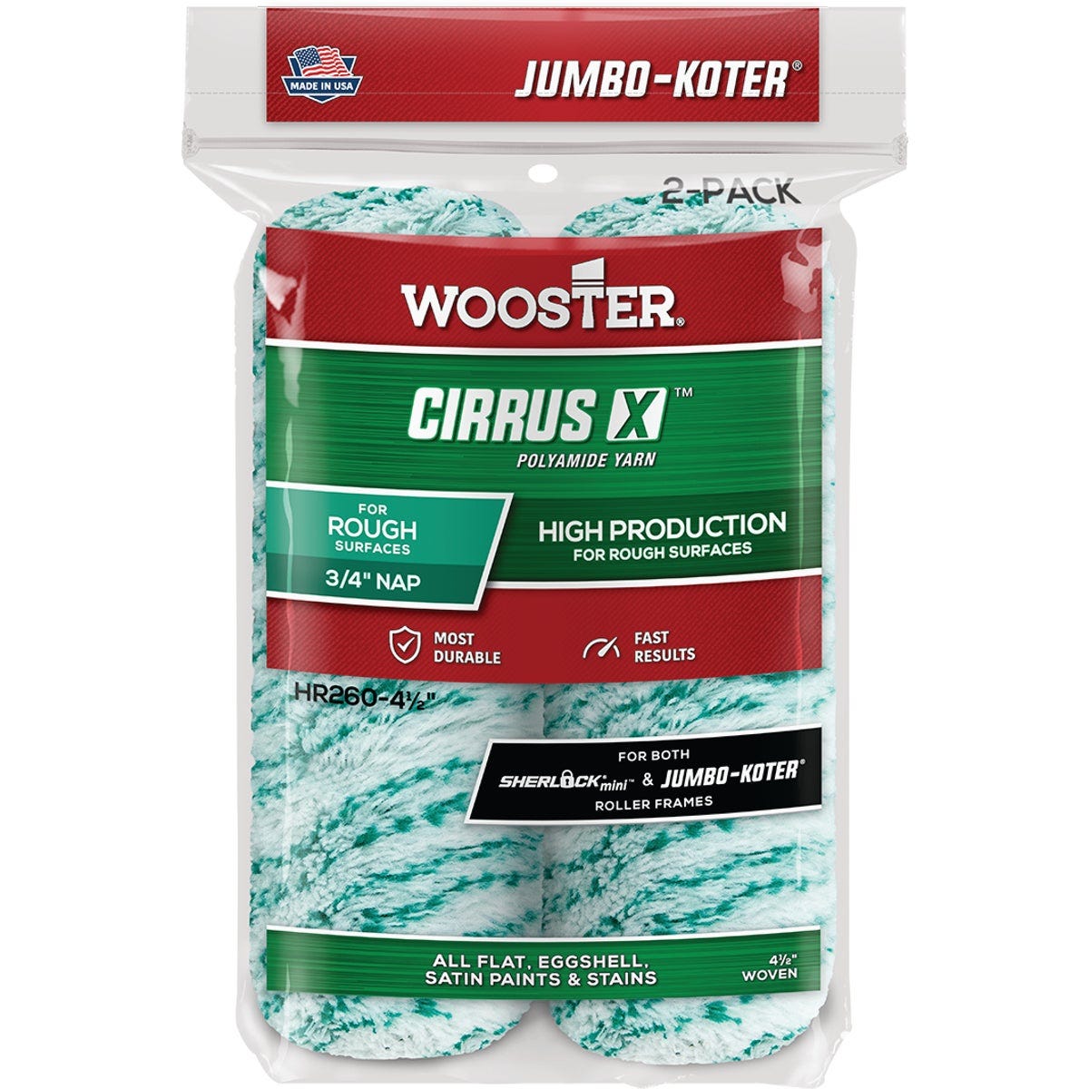 Wooster Jumbo-Koter Cirrus X 4-1/2 In. x 3/4 In. Yarn Paint Roller Cover (2-Pack) Wooster Jumbo-Koter Cirrus X 4-1/2 In. x 3/4 In. Yarn Paint Roller Cover (2-Pack)