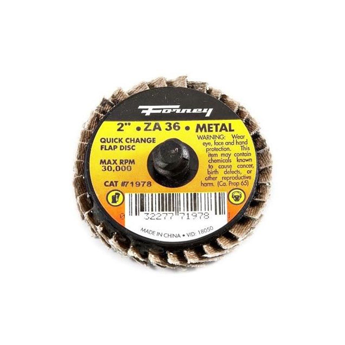 Forney 2 In. 36-Grit Quick Change Angle Grinder Flap Disc