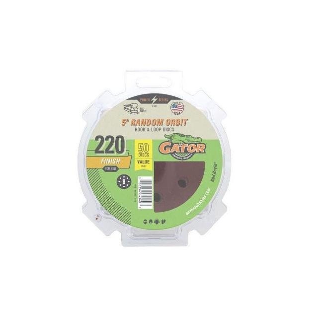 Gator 5 In. 220-Grit Hook & Loop Sanding Discs (50-Pack)