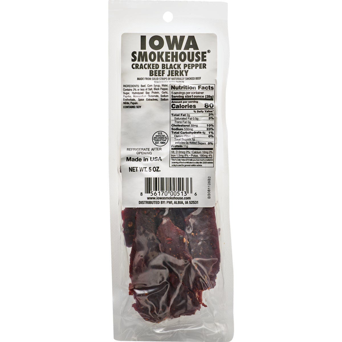Iowa Smokehouse 5 Oz. Cracked Black Pepper Beef Jerky - photo 2