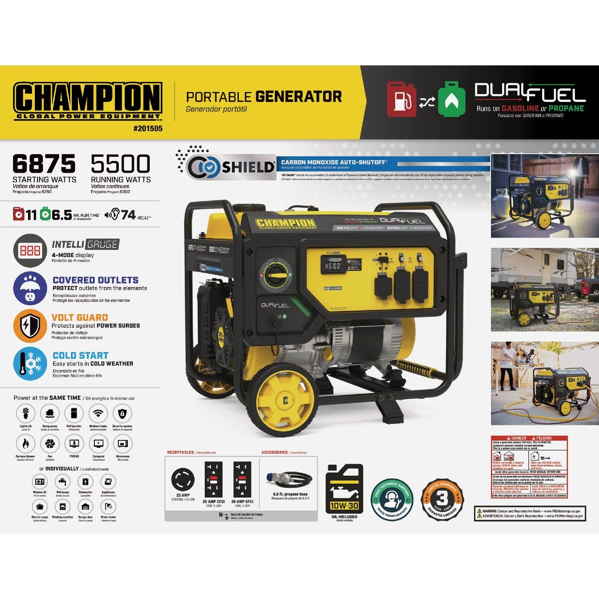 Champion 5500W/6875W Dual Fuel Portable Generator with CO Shield - photo 2 Champion 5500W/6875W Dual Fuel Portable Generator with CO Shield - photo 2