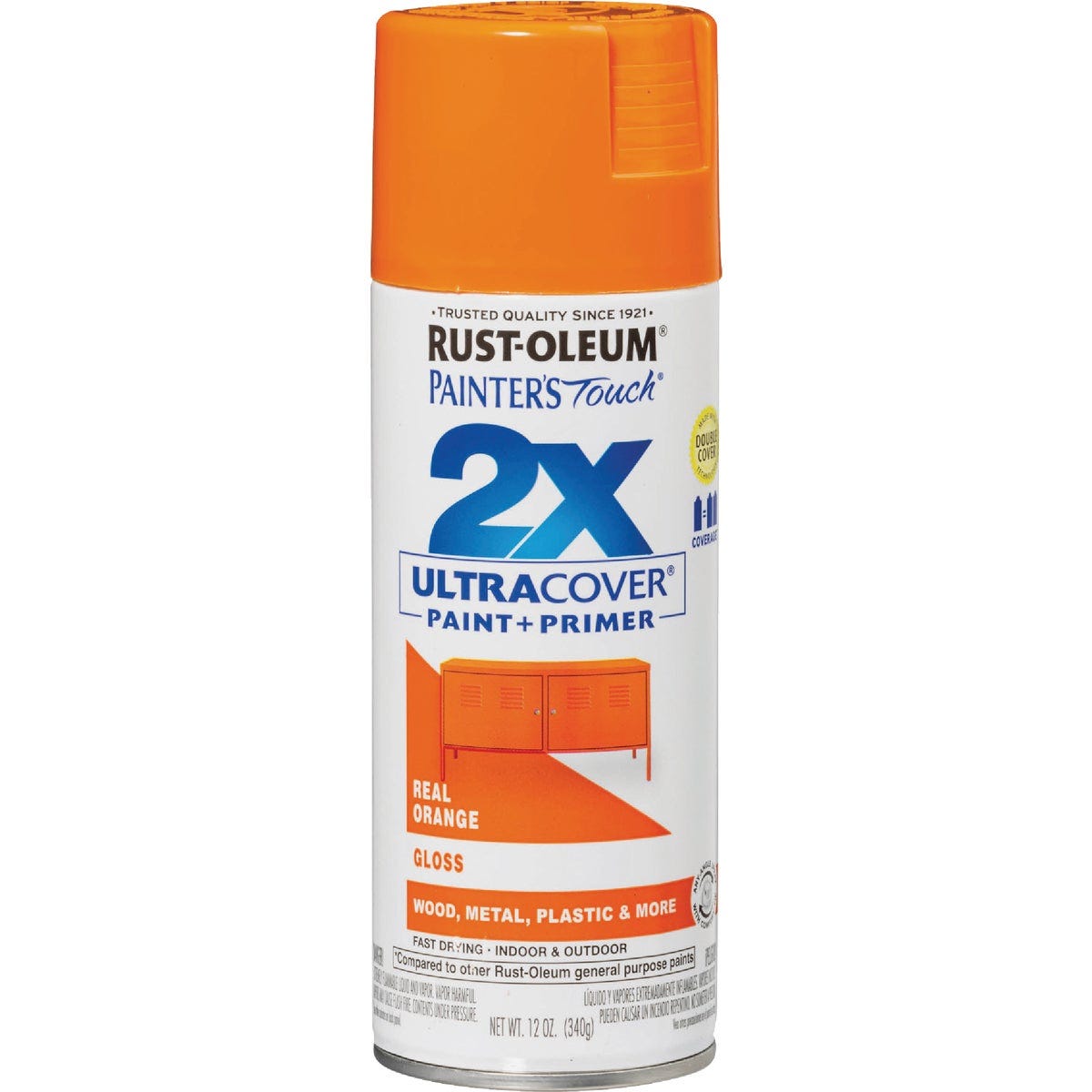 Rust-Oleum Painter's Touch 2X Ultra Cover 12 Oz. Gloss Paint + Primer Spray Paint, Real Orange - photo 2