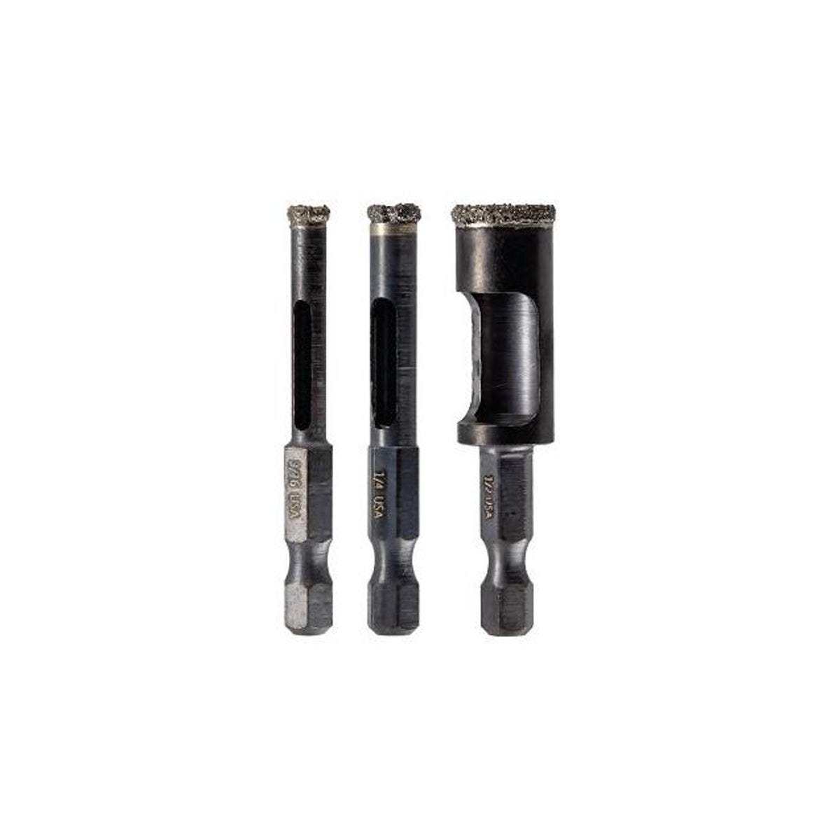 Spyder Diamond Grit Arbored Hole Saw Bit Set (3-Piece) Spyder Diamond Grit Arbored Hole Saw Bit Set (3-Piece)