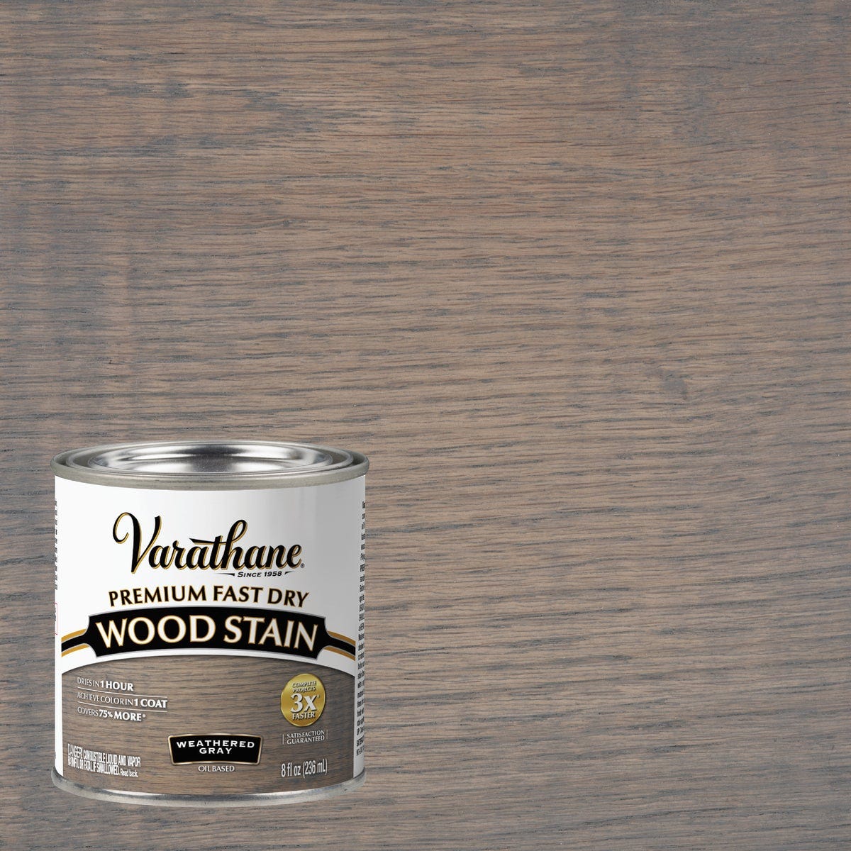 Varathane Fast Dry Weathered Gray Urethane Modified Alkyd Interior Wood Stain, 1/2 Pt.