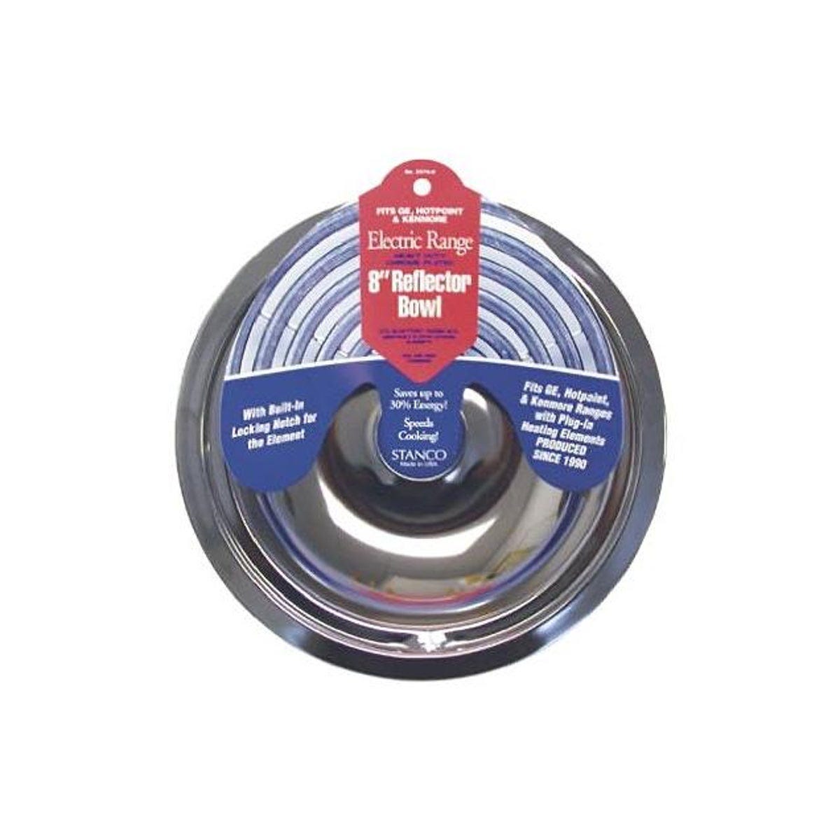 Stanco 8 In. Chrome Lock Notch Electric Range Reflector Bowl