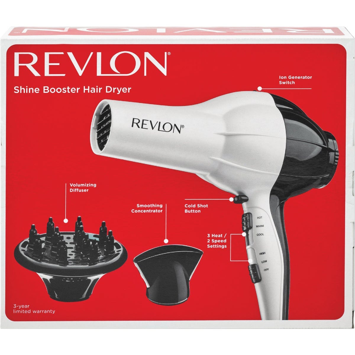 Revlon 1875W White/Black Shine Booster Hair Dryer - photo 3 Revlon 1875W White/Black Shine Booster Hair Dryer - photo 3