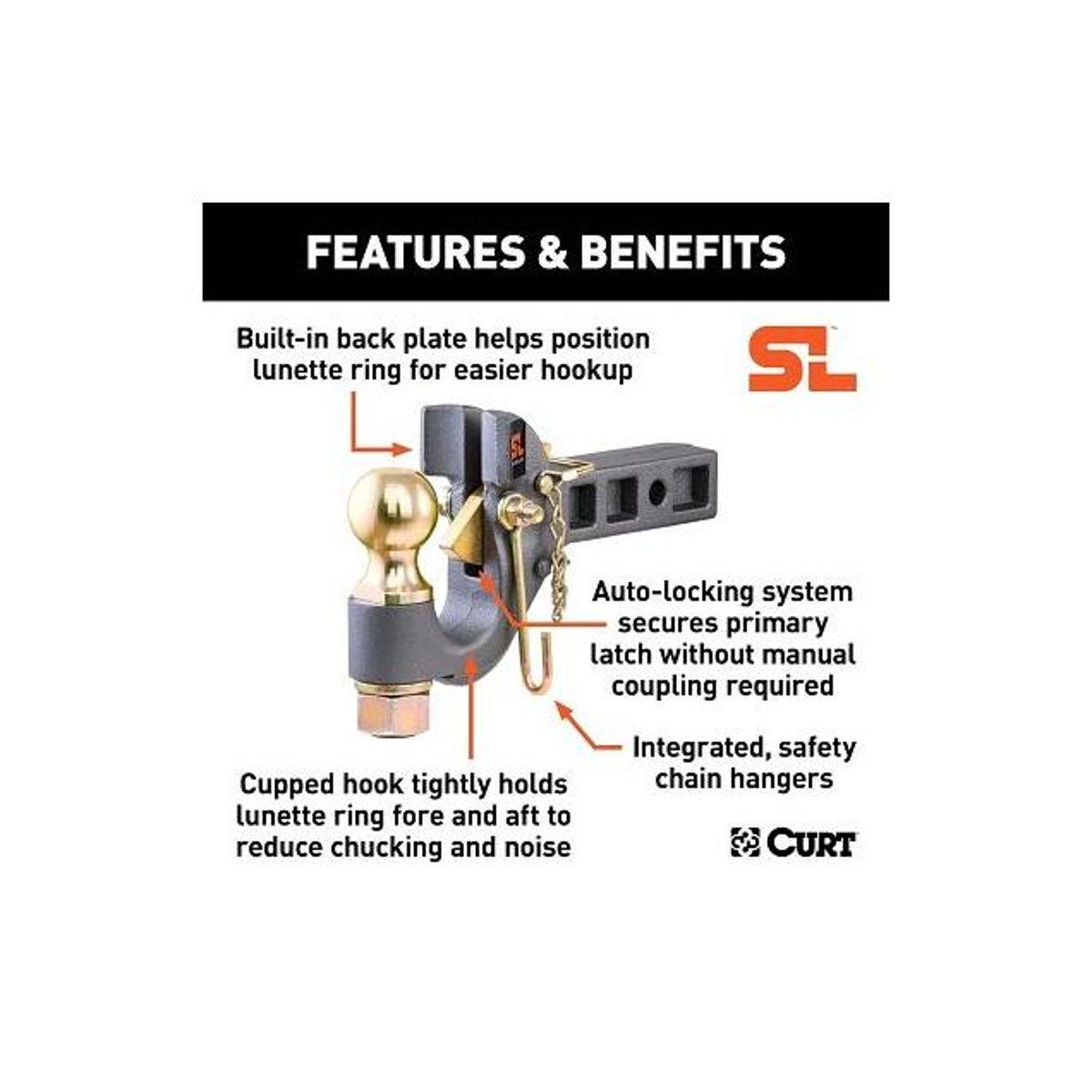 CURT Secure Latch Receiver-Mount Ball & Pintle Hitch - photo 4