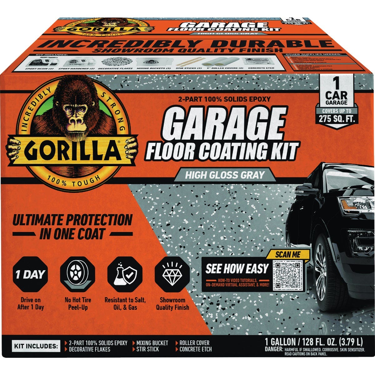 Gorilla Gray Garage Floor Epoxy Coating Kit - 1 Car Coverage Gorilla Gray Garage Floor Epoxy Coating Kit - 1 Car Coverage