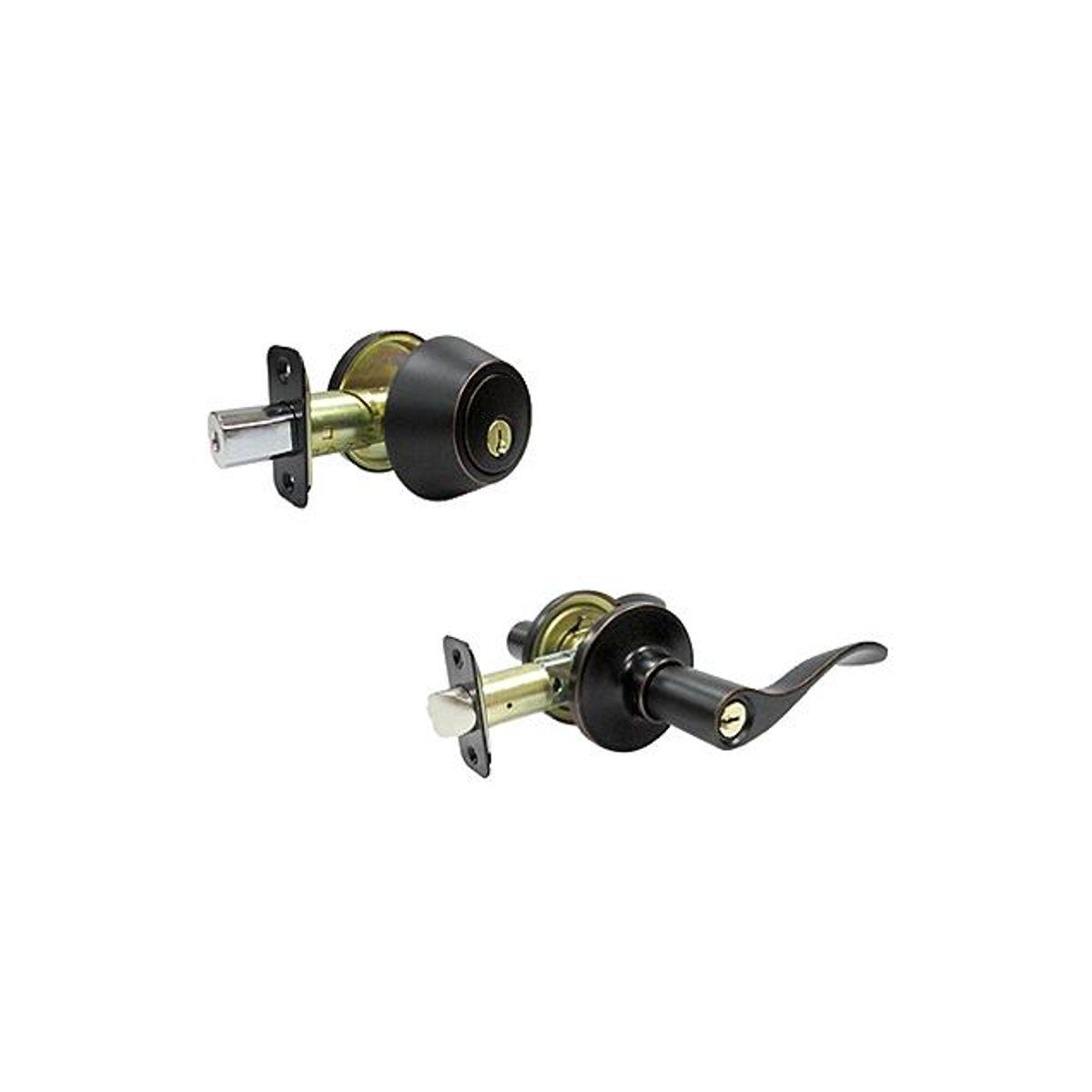 TruGuard Bergamo Aged Bronze Deadbolt and Door Lever Combination Lockset