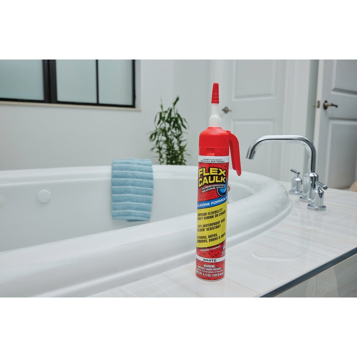 Flex Caulk 6.5 Oz. White Silicone Caulk Cartridge With Adjustable Nozzle - photo 3