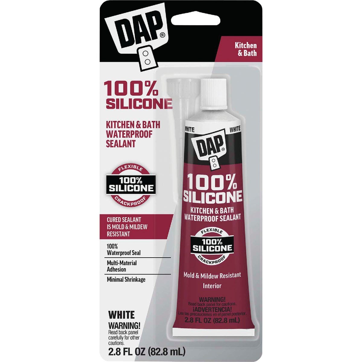 DAP 2.8 Oz. White 100% Silicone Kitchen & Bath Sealant DAP 2.8 Oz. White 100% Silicone Kitchen & Bath Sealant