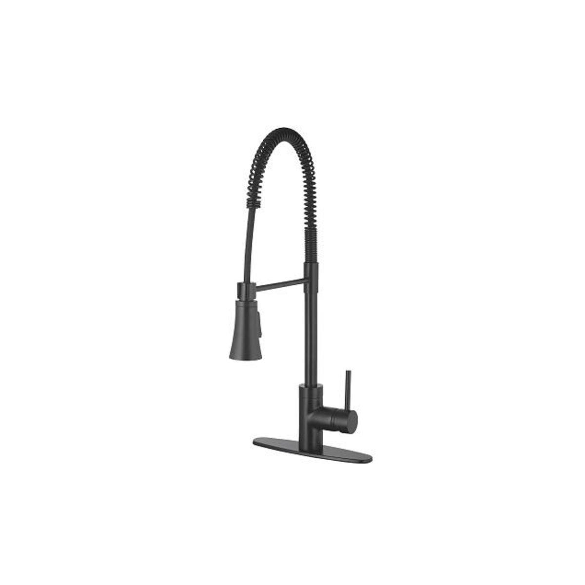 HomePointe 1-Handle Matte Black Pull-Down Spray Industrial Kitchen Faucet HomePointe 1-Handle Matte Black Pull-Down Spray Industrial Kitchen Faucet