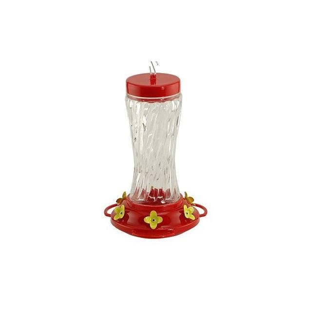 Audubon 16 Oz. 3-Perch Clear Swirl Glass Hummingbird Feeder Audubon 16 Oz. 3-Perch Clear Swirl Glass Hummingbird Feeder