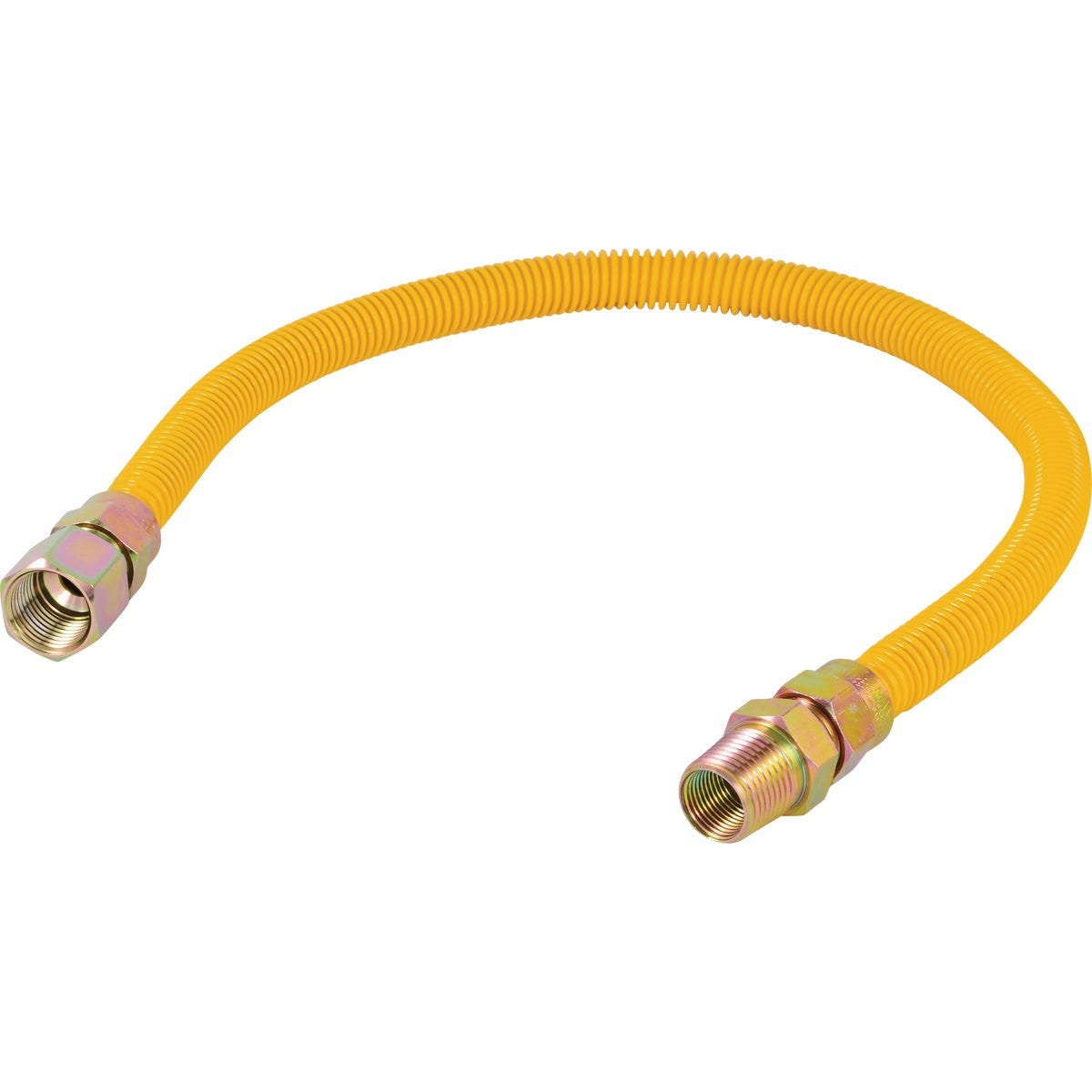Eastman 3/8 In. OD x 24 In. 1/2 In. FIP x 1/2 In. MIP (Tapped 3/8 In. FIP) Coated Stainless Steel Gas Connector Eastman 3/8 In. OD x 24 In. 1/2 In. FIP x 1/2 In. MIP (Tapped 3/8 In. FIP) Coated Stainless Steel Gas Connector