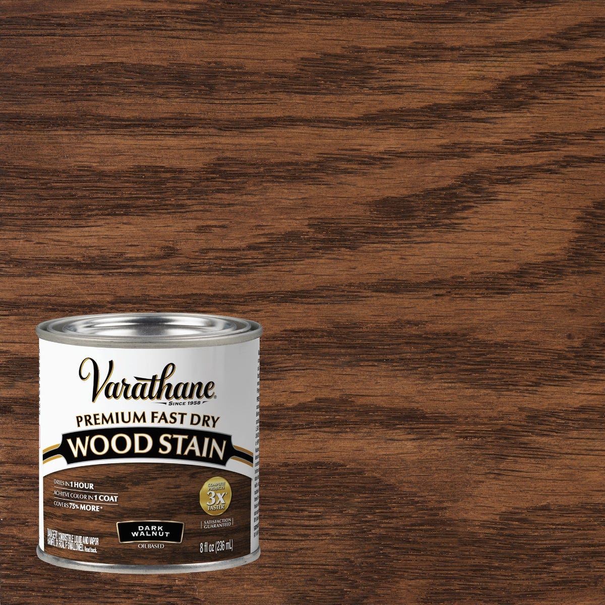 Varathane Fast Dry Dark Walnut Urethane Modified Alkyd Interior Wood Stain, 1/2 Pt.