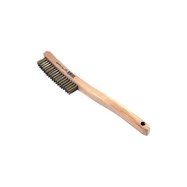 Forney 3 x 19 Row Brass Scratch Brush with Long Wooden Handle