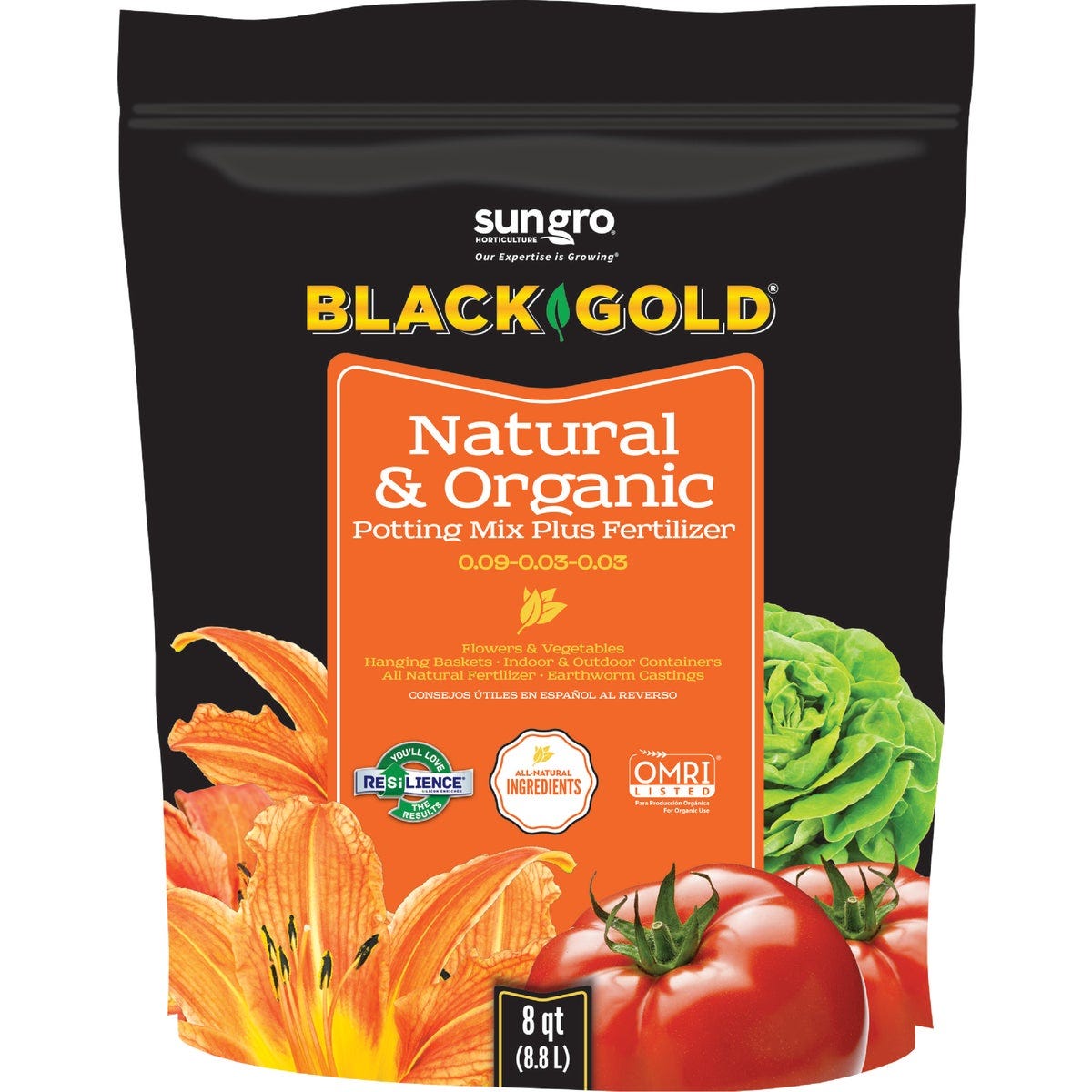 Black Gold 8 Qt. 8 Lb. All Purpose Natural & Organic Potting Soil Mix Black Gold 8 Qt. 8 Lb. All Purpose Natural & Organic Potting Soil Mix