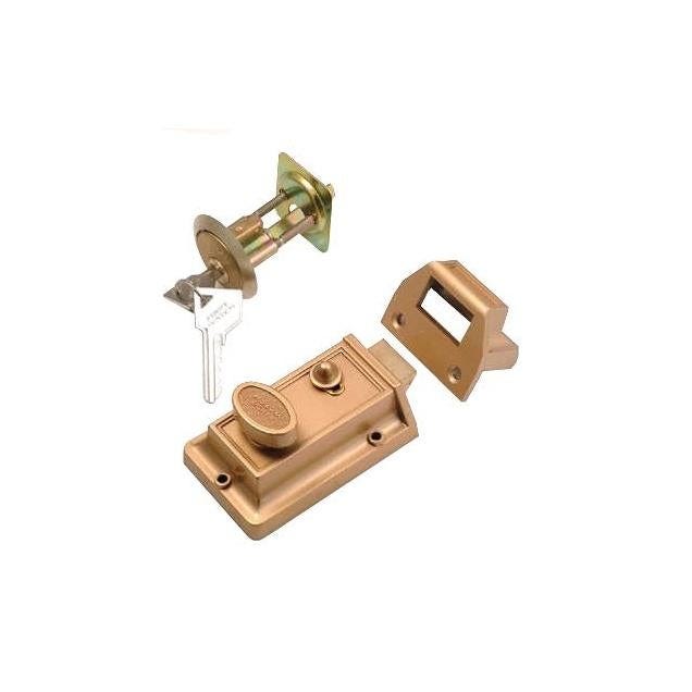 Belwith Brass Night Latch With 5-Pin Tumbler Locking Cylinder Belwith Brass Night Latch With 5-Pin Tumbler Locking Cylinder