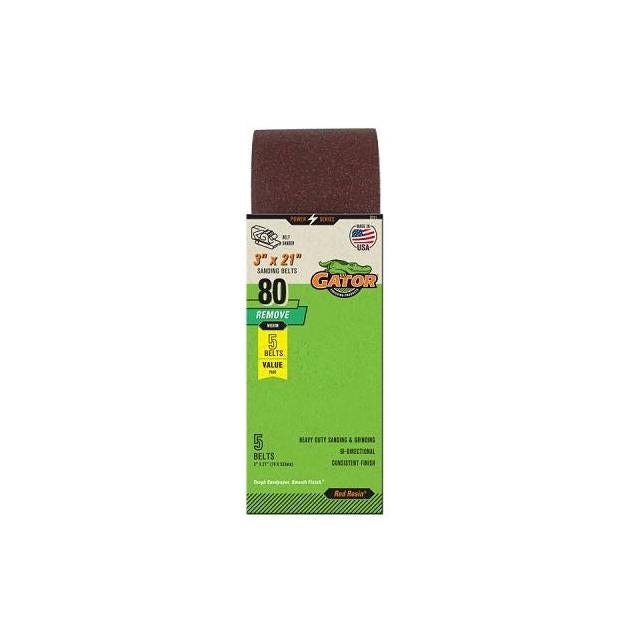 Gator 3 In. x 21 In. 80-Grit Aluminum Oxide Sanding Belt (5-Pack)