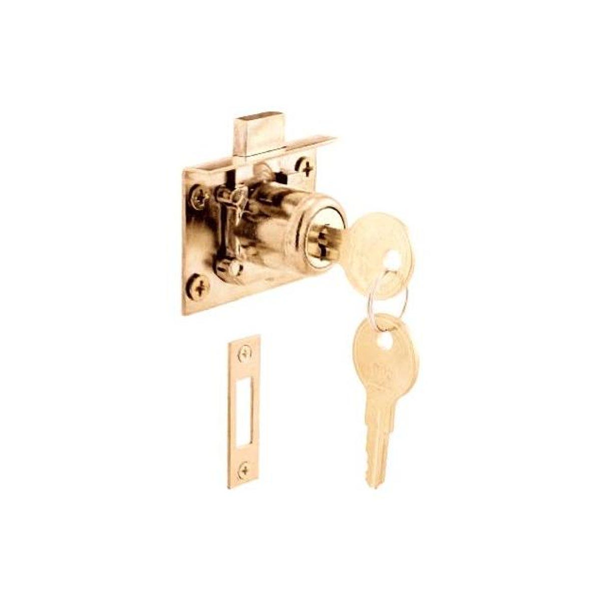 Prime-Line 7/8 In. Brass-Plated Drawer/Cabinet Lock