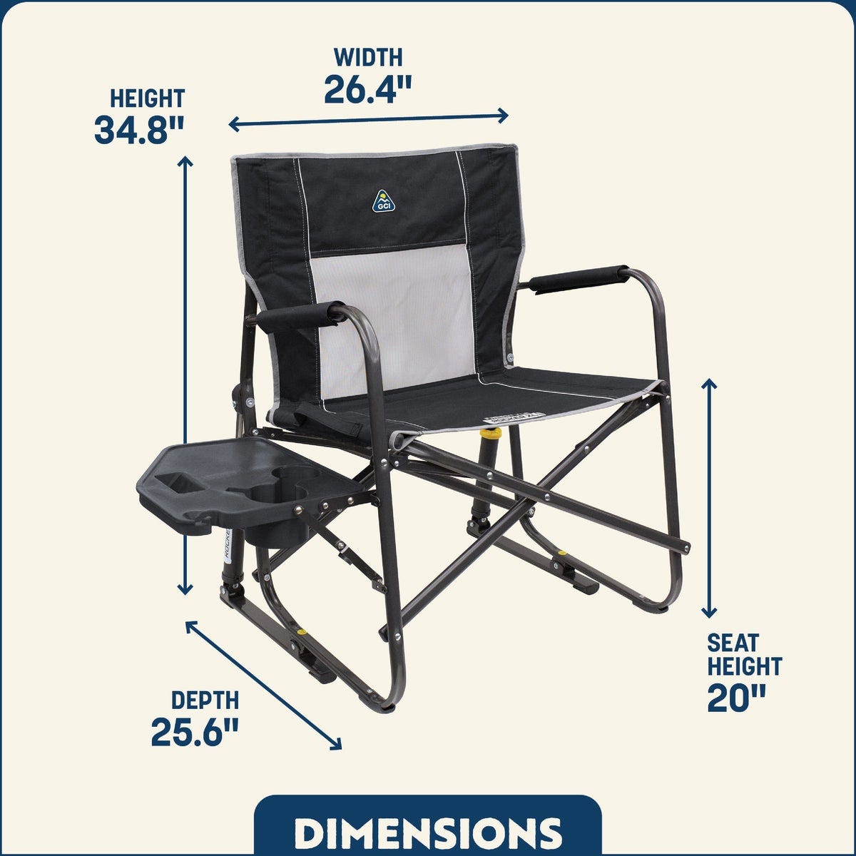 GCI Outdoor Freestyle Black XL Folding Rocker with Side Table - photo 3