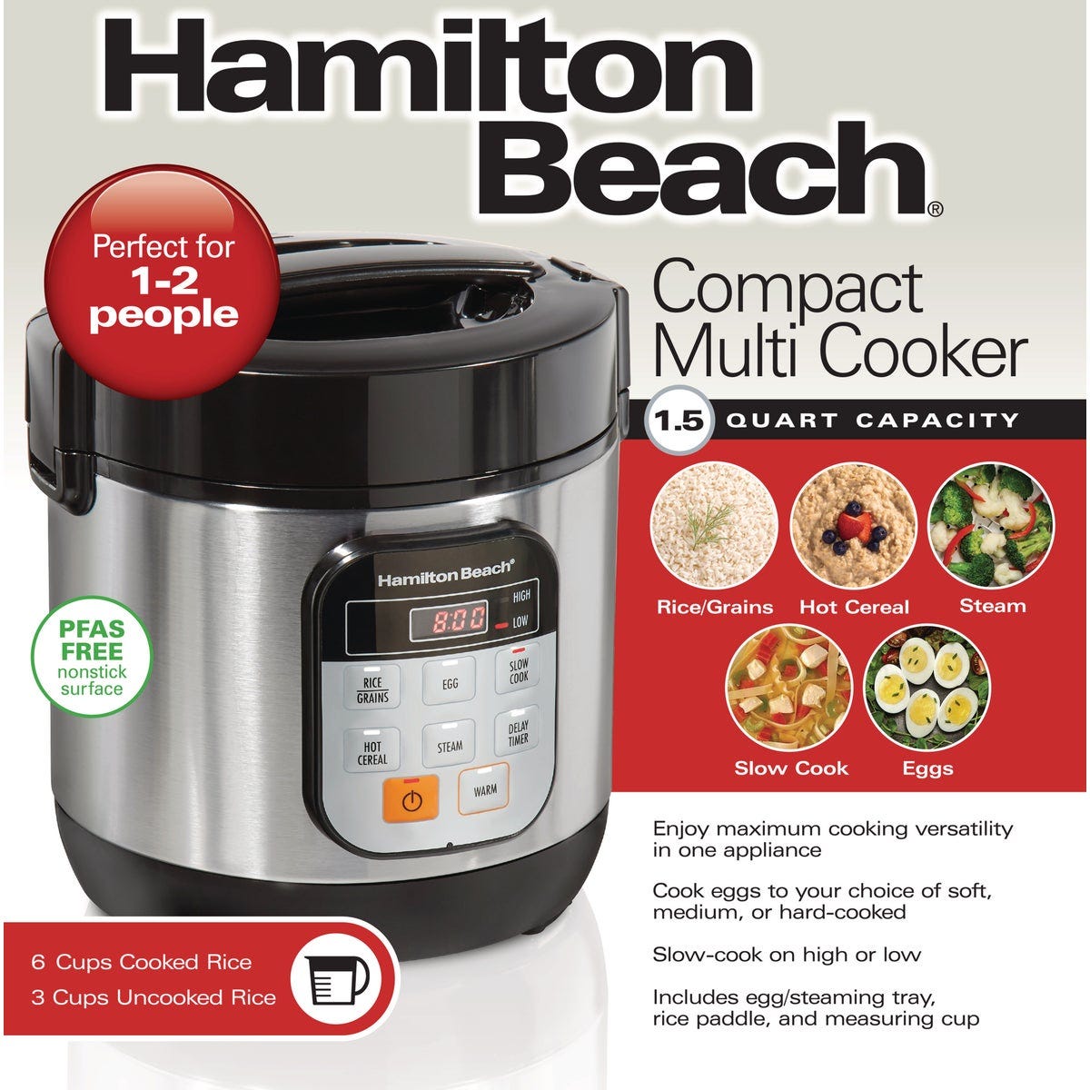 Hamilton Beach 1.5 Qt. Compact Digital Multi Cooker - Stainless Steel - photo 2 Hamilton Beach 1.5 Qt. Compact Digital Multi Cooker - Stainless Steel - photo 2