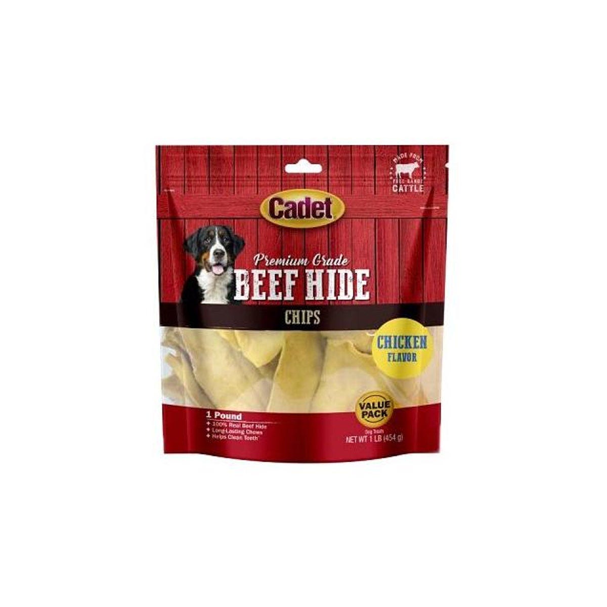 Cadet 1 Lb. Premium Grade Chicken Flavor Beef Hide Chew Chips Dog Treat