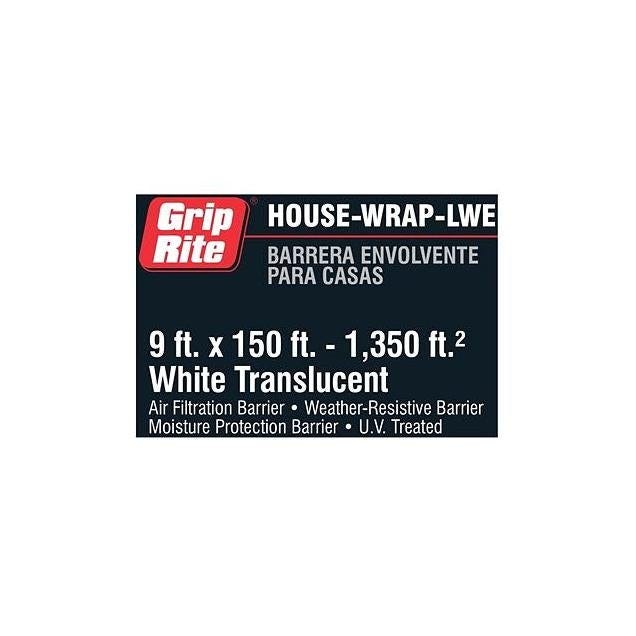Grip-Rite House Wrap LWE Building Paper, 9 x 150 Ft. - photo 2 Grip-Rite House Wrap LWE Building Paper, 9 x 150 Ft. - photo 2