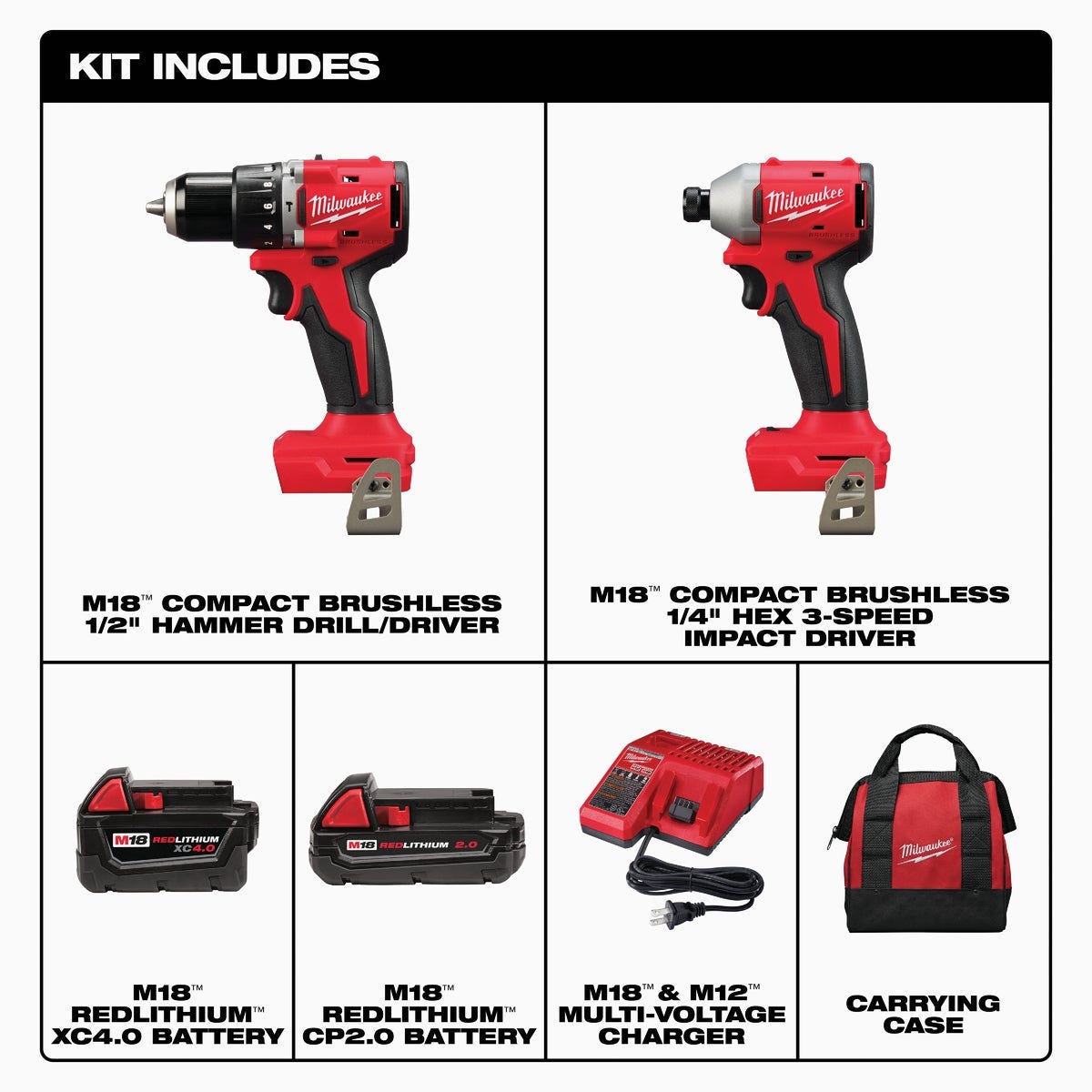 Compact Driver Use Milwaukee M18 2-Tool Brushless Cordless Compact Drill/Driver & Compact ...