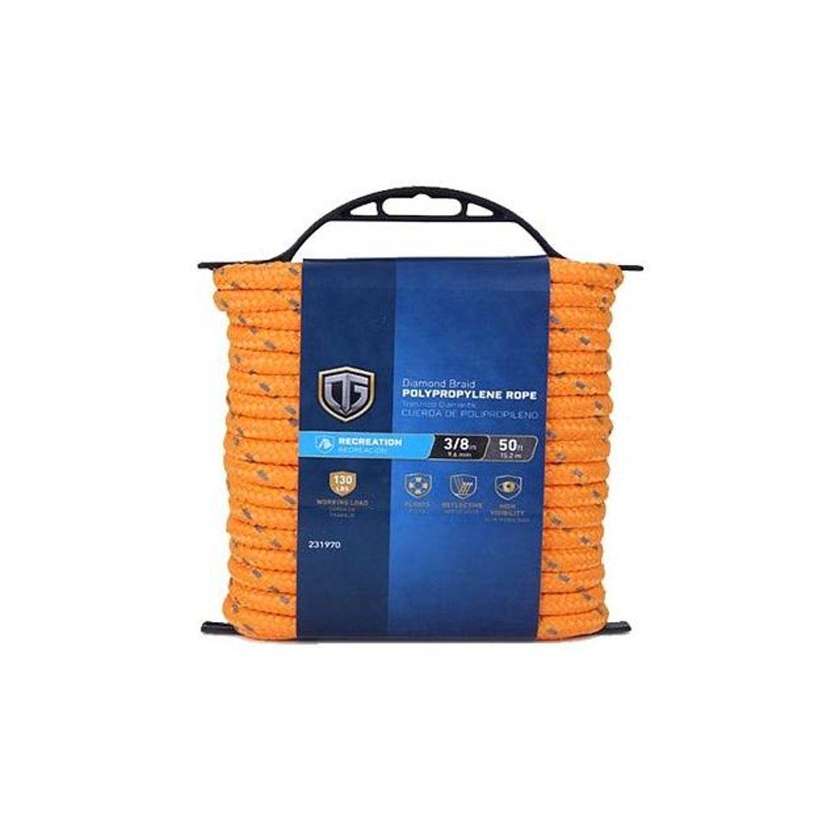 Richelieu 3/8 In. x 50 Ft. Reflective Orange Twisted Polypropylene Rope