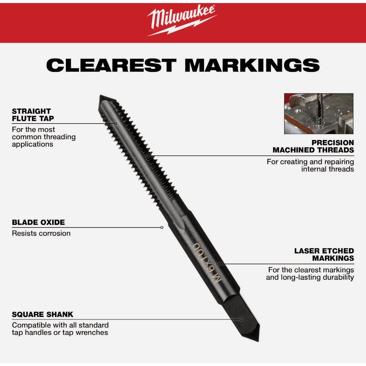 Milwaukee 5/16"-24 NF Straight Flute Plug Tap- - photo 4
