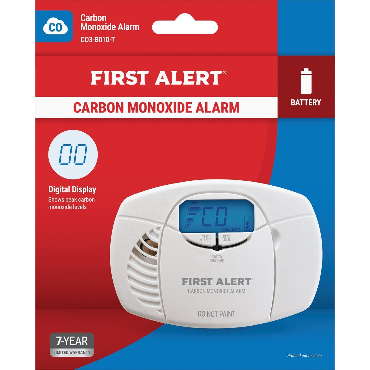 First Alert CO410 Battery Operated Electrochemical Digital Display Carbon Monoxide Alarm First Alert CO410 Battery Operated Electrochemical Digital Display Carbon Monoxide Alarm